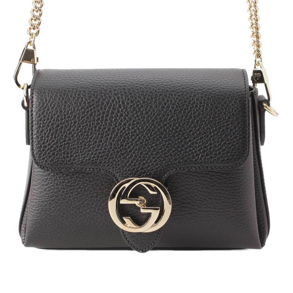 GucciGucci Interlocking GG Leather Chain Shoulder Bag Black